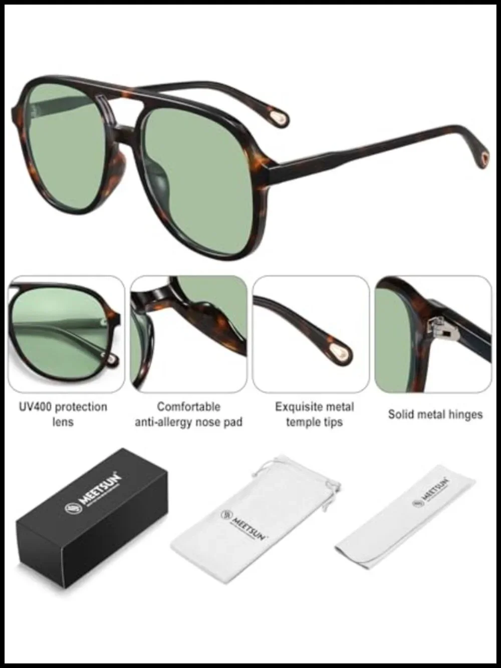 Retro 70s Oversized Aviator Sunglasses for Women Men, 3 Pack UV400